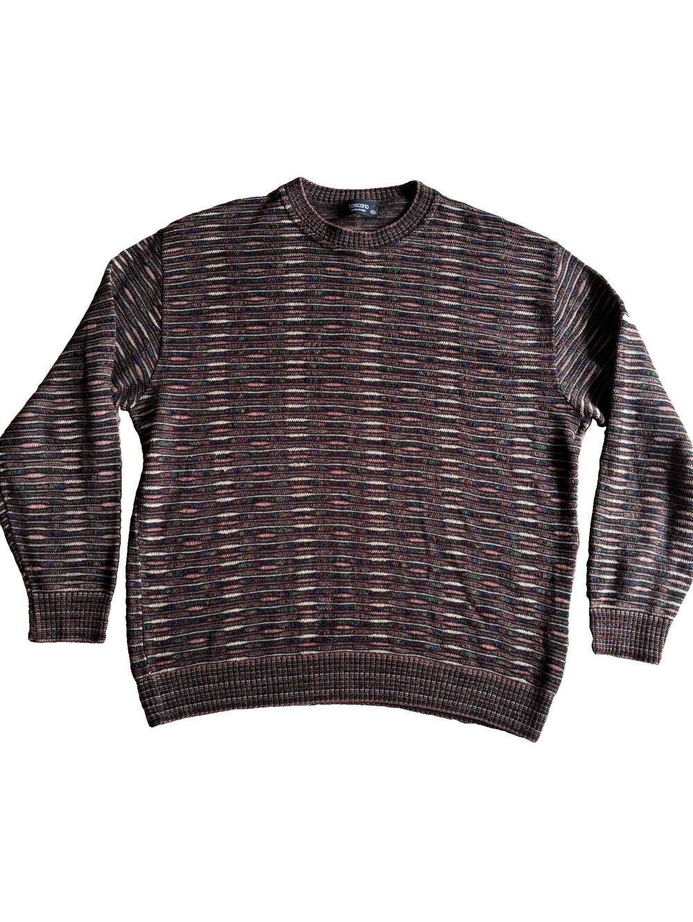 TOSCANO MEN’S PULLOVER SWEATER MULTICOLOR STRIPES CREW NECK MADE IN ITALY XL